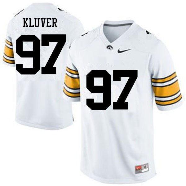Men Iowa Hawkeyes #97 Tyler Kluver College Football Jerseys-White - Click Image to Close